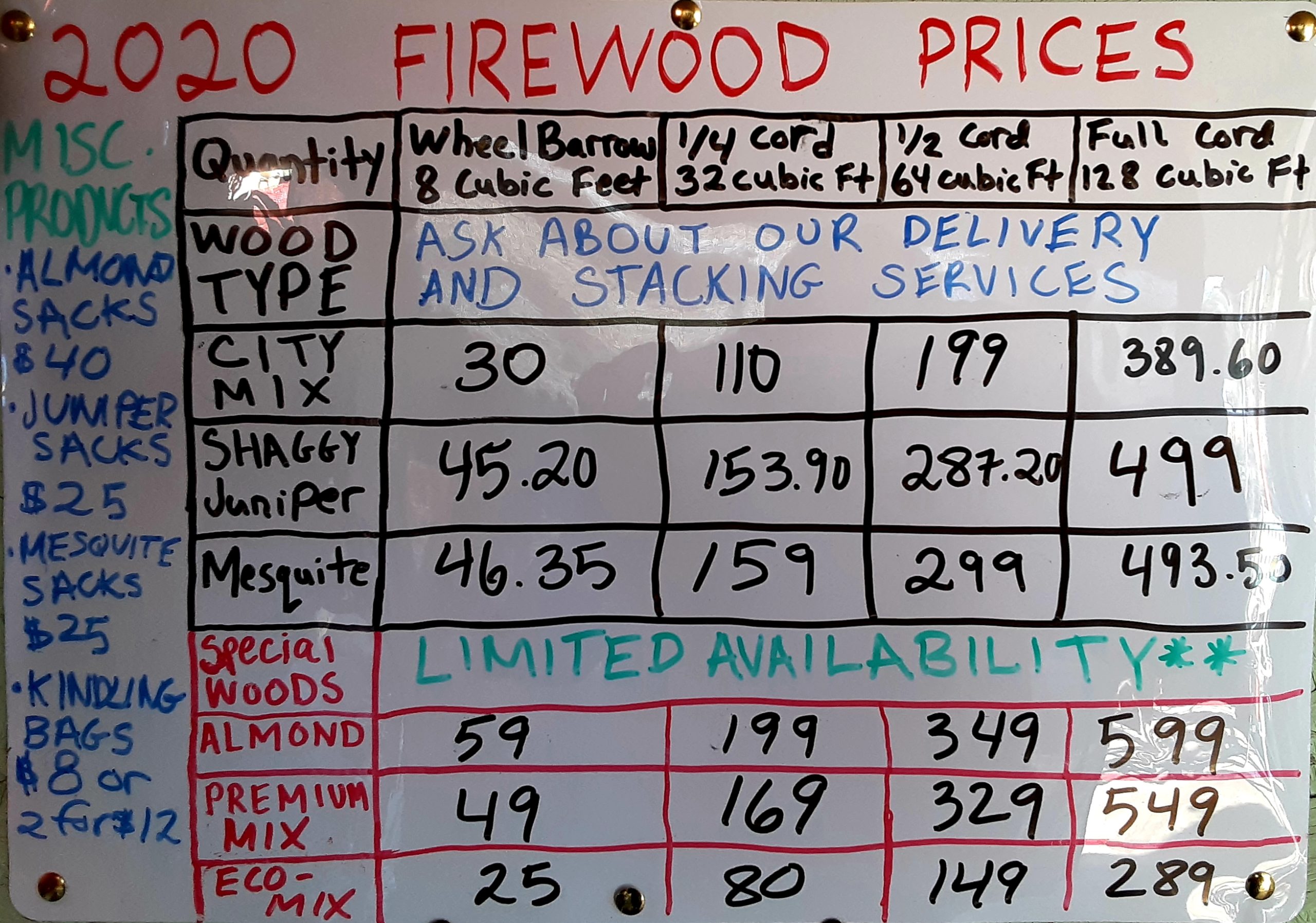 Firewood prices low delivered in Phoenix chandler